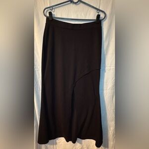 Ashley Stewart Black Brown Asymmetrical Midi Skirt